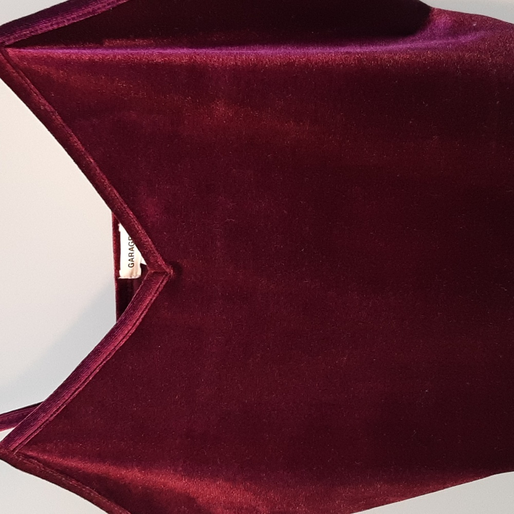 Garage Velvet Tank Top Medium, Burgundy V neck